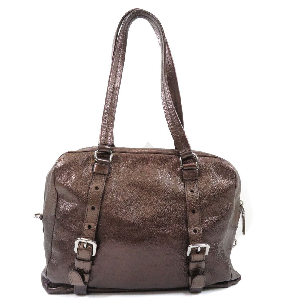 Prada bag tote leather bronze Brown